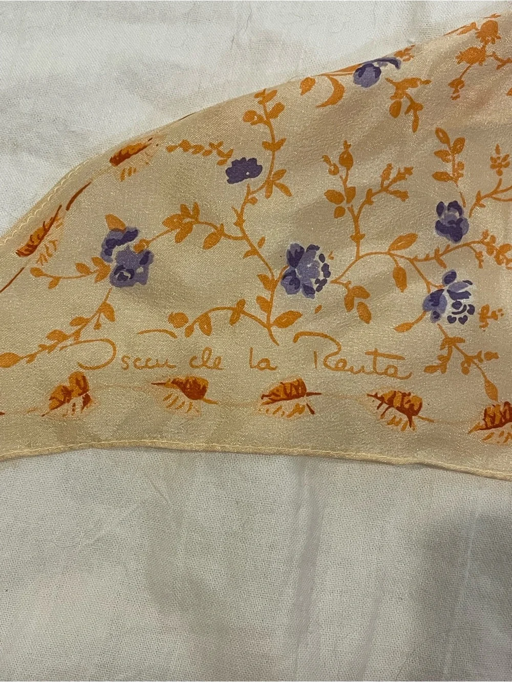 Vintage Oscar de la Renta 100% Silk Floral Scarf Japan Long Skinny Oblong